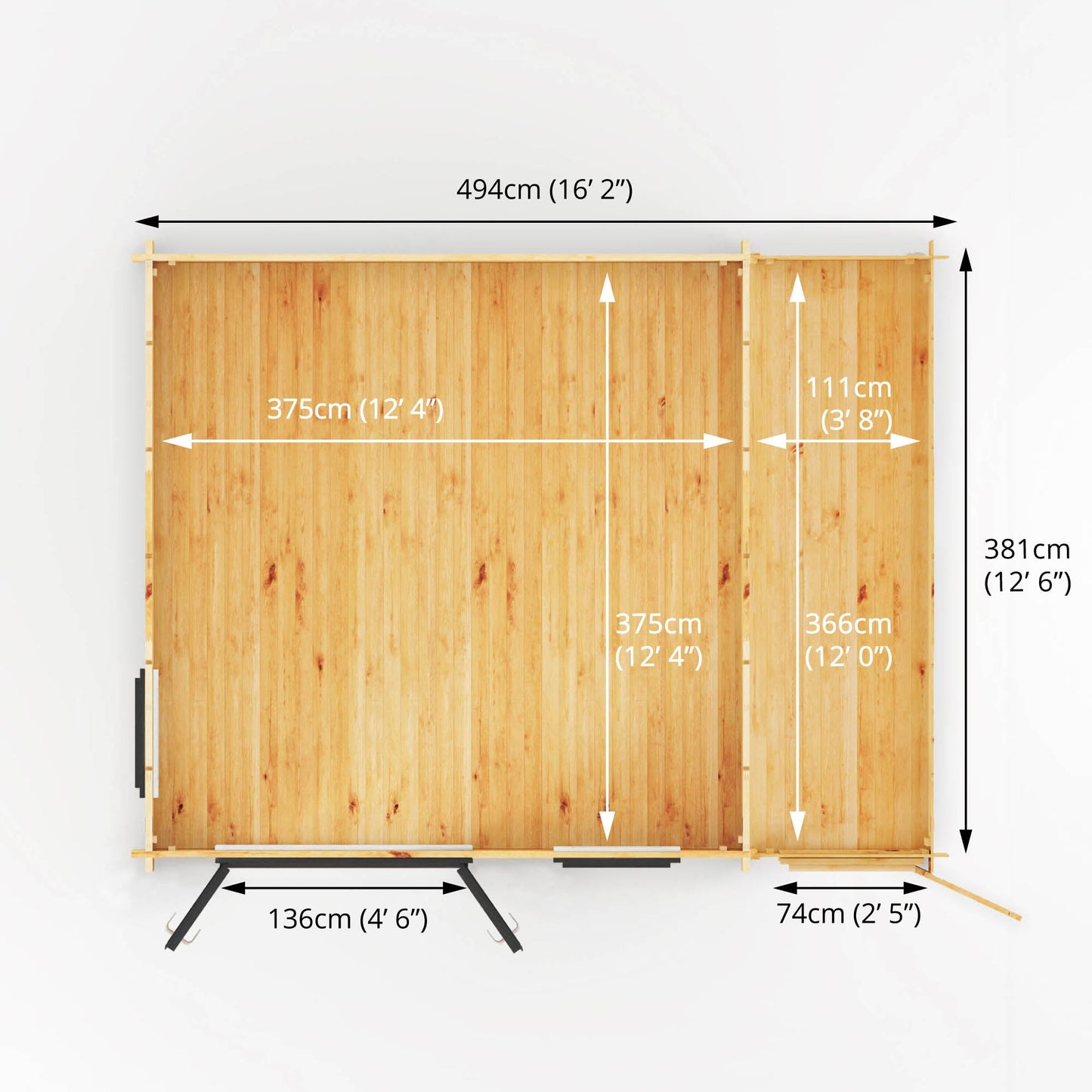 Mercia Elite 13' 6" x 16' 11" Apex Log Cabin - Premium 44mm Cladding Loglap - Grey UPVC