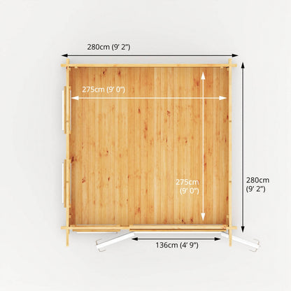 Mercia Studio 9' 11" x 9' 11" Pent Log Cabin - Premium 44mm Cladding Loglap - White UPVC