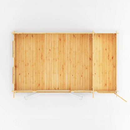 Mercia Studio 10' 11" x 16' 10" Pent Cabin with Shed - Premium 44mm Cladding Loglap - White UPVC