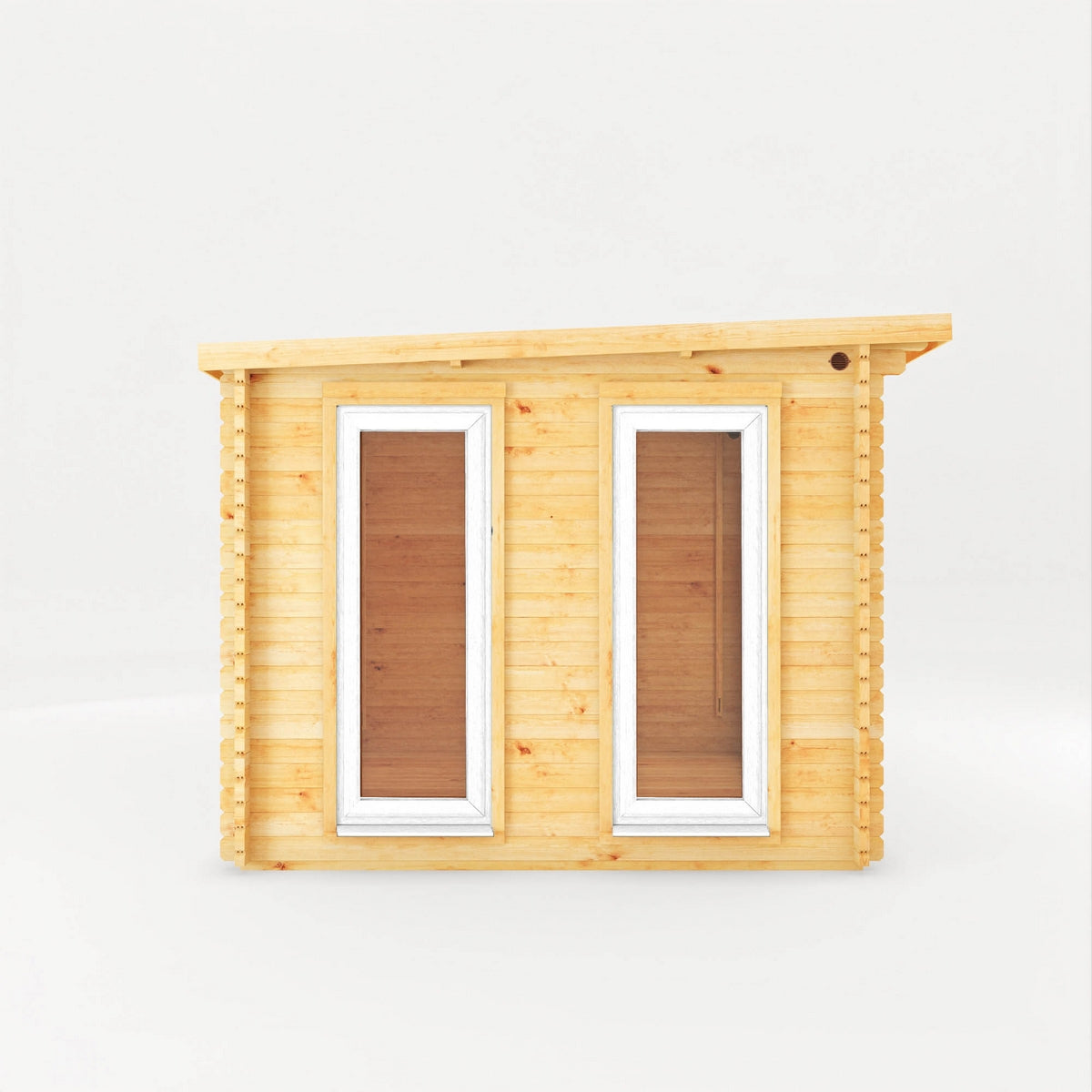 Mercia Studio 10' 11" x 16' 10" Pent Cabin with Shed - Premium 44mm Cladding Loglap - White UPVC
