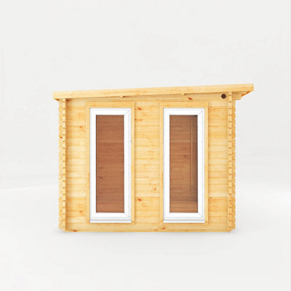 Mercia Studio 10' 11" x 16' 10" Pent Cabin with Shed - Premium 44mm Cladding Loglap - White UPVC