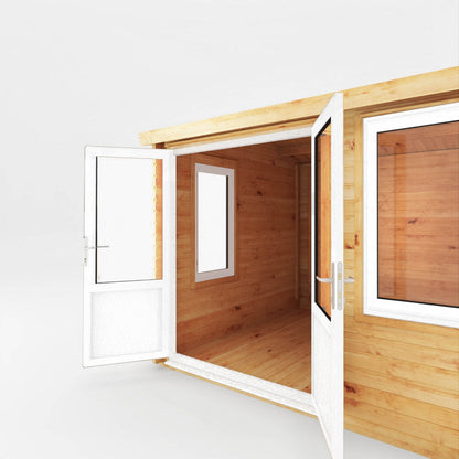 Mercia Elite 10' 3" x 9' 11" Reverse Apex Log Cabin - Premium 44mm Cladding Loglap - White UPVC