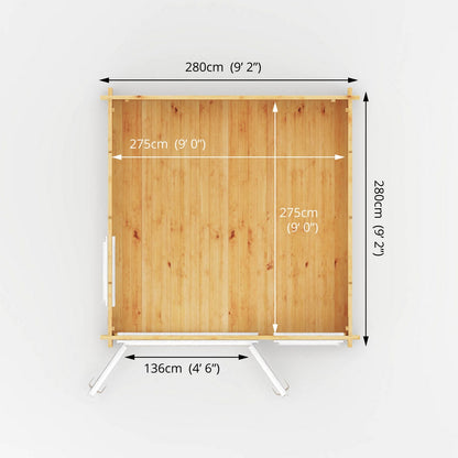 Mercia Elite 10' 3" x 9' 11" Reverse Apex Log Cabin - Premium 44mm Cladding Loglap - White UPVC