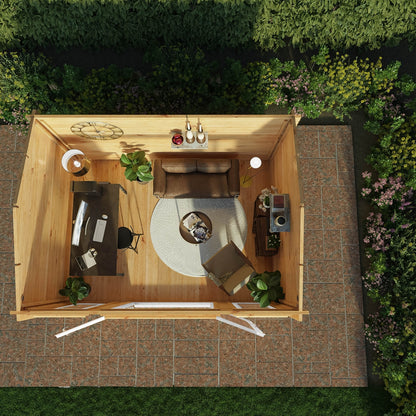 Mercia Studio 10' 3" x 13' 2" Apex Log Cabin - Premium 44mm Cladding Loglap - White UPVC