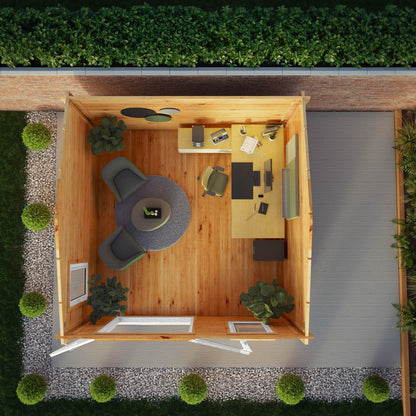 Mercia Elite 13' 6" x 13' 2" Apex Log Cabin - Premium 44mm Cladding Loglap - White UPVC