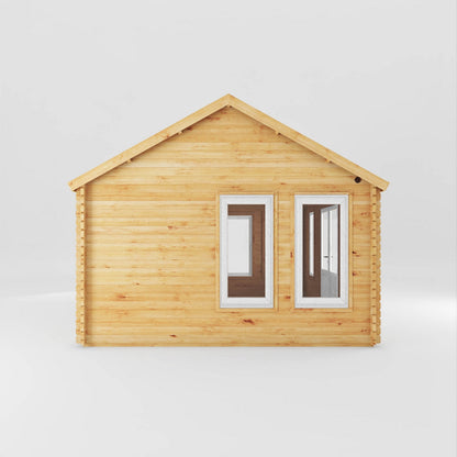 Mercia Clock Tower 13' 7" x 17' 6" Apex Log Cabin - Premium 44mm Cladding Loglap - White UPVC
