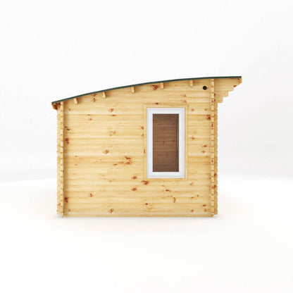 Mercia Helios 11' 5" x 13' 4" Curved Log Cabin - Premium 44mm Cladding Loglap - White UPVC