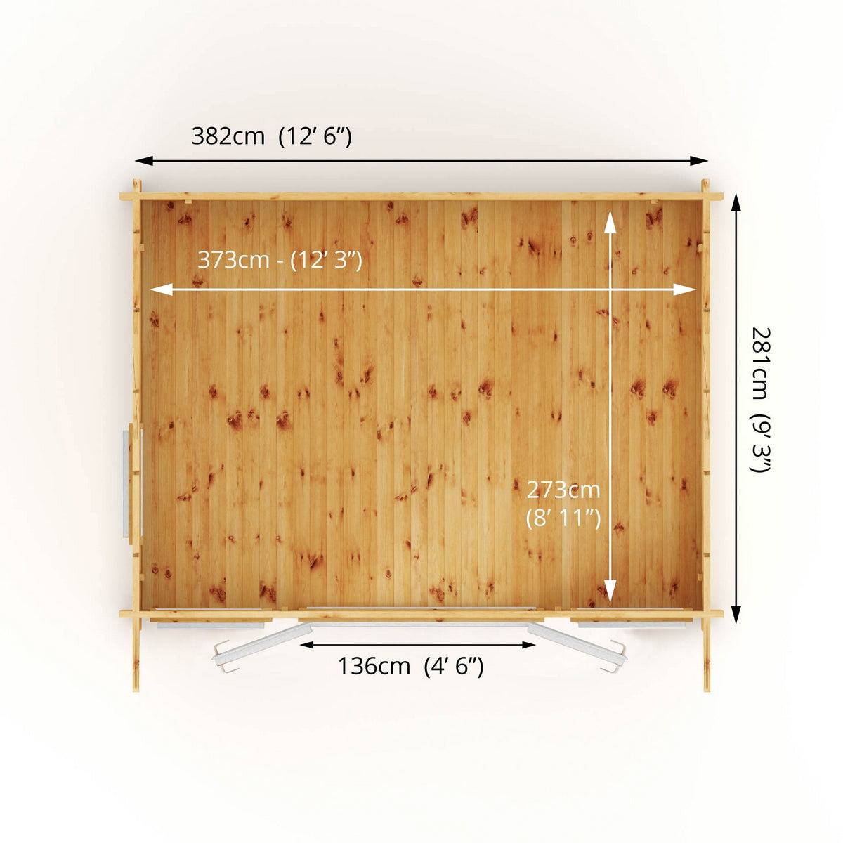 Mercia Helios 11' 5" x 13' 4" Curved Log Cabin - Premium 44mm Cladding Loglap - White UPVC