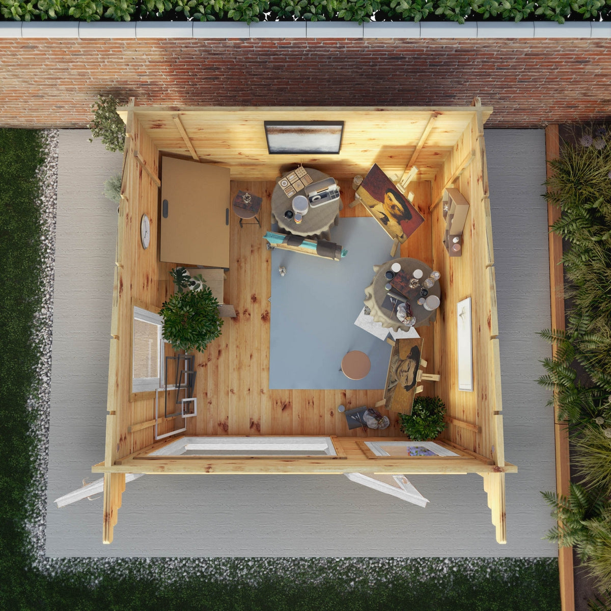 Mercia Helios 11' 5" x 10' Curved Log Cabin - Premium 44mm Cladding Loglap - White UPVC