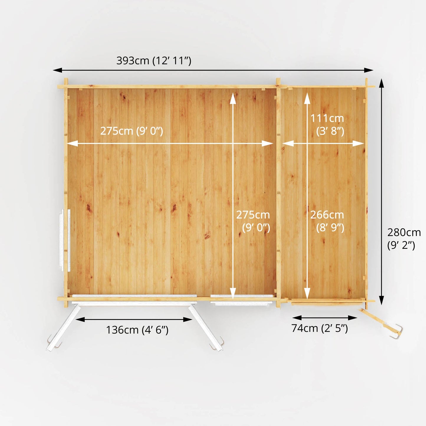 Mercia Elite 10' 3" x 13' 7" Apex Log Cabin - Premium 44mm Cladding Loglap - White UPVC