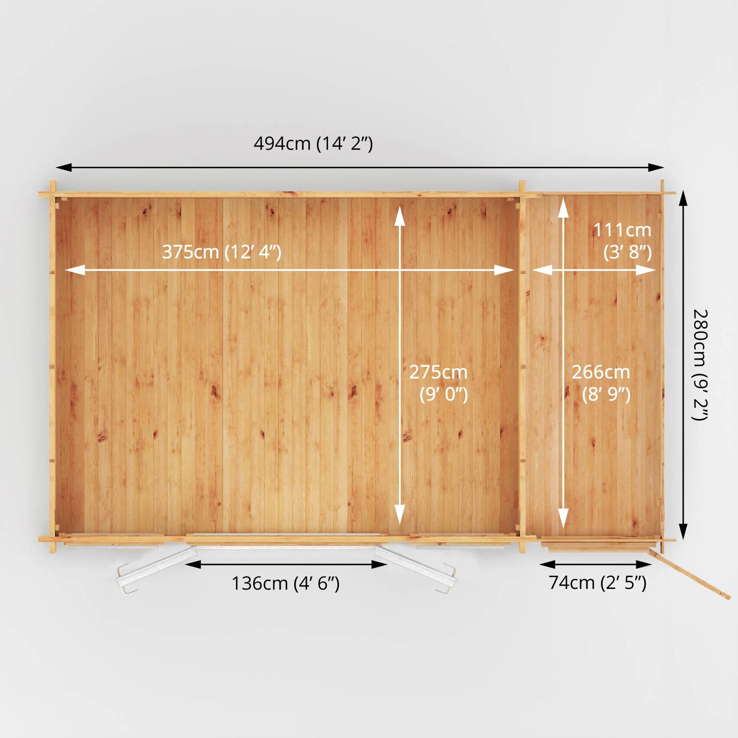 Mercia Studio 10' 3" x 16' 10" Apex Log Cabin - Premium 44mm Cladding Loglap - White UPVC