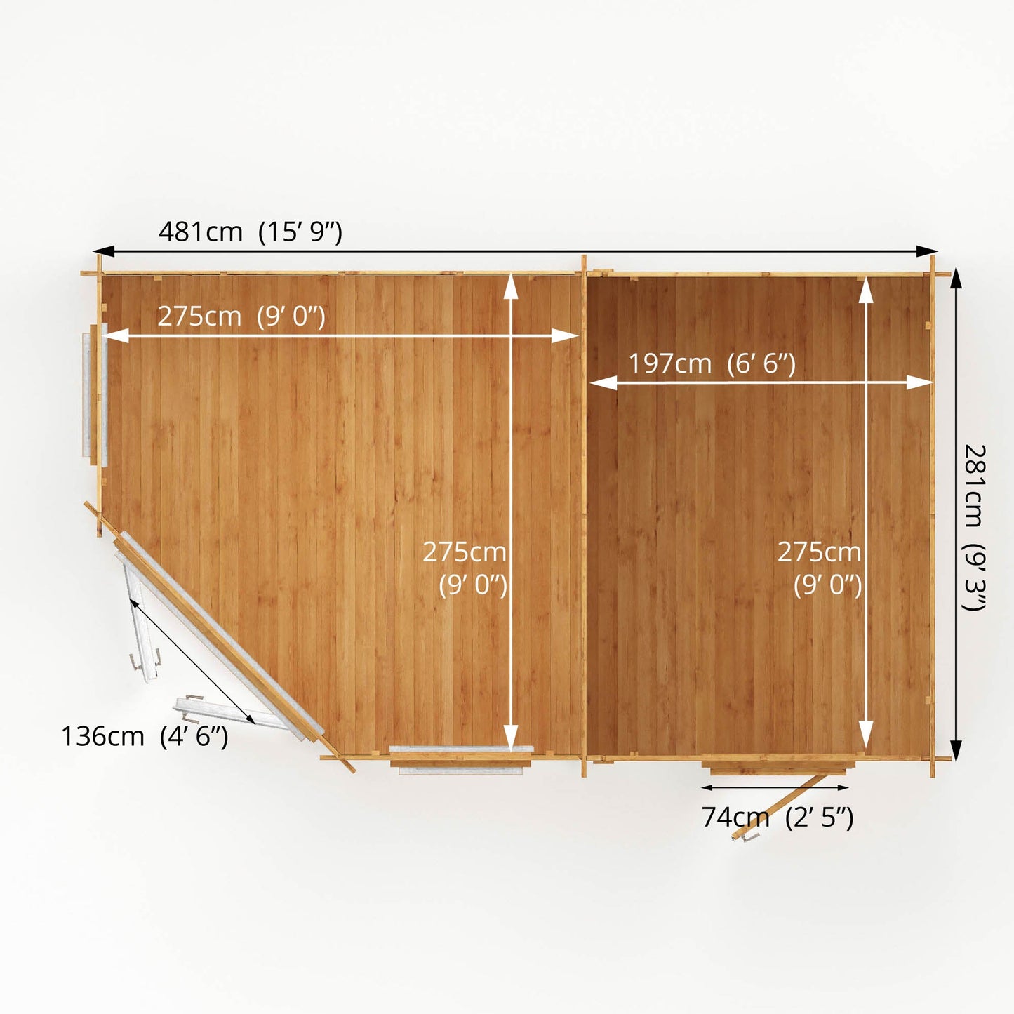 Mercia Corner 10' 4" x 16' 8" Hip Log Cabin Shed - Premium 44mm Cladding Loglap - White UPVC