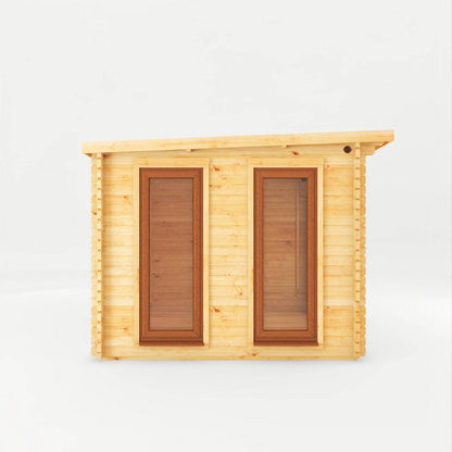 Mercia Studio 9' 11" x 9' 11" Pent Log Cabin - Premium 44mm Cladding Loglap - Brown UPVC