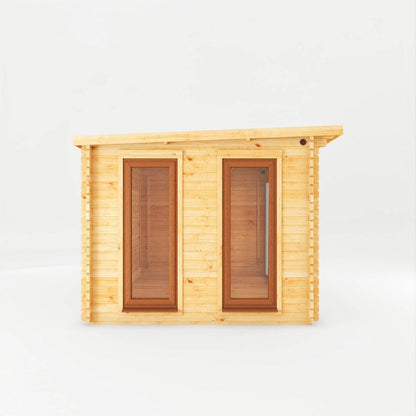 Mercia Studio 10' 11" x 16' 10" Pent Cabin with Shed - Premium 44mm Cladding Loglap - Brown UPVC
