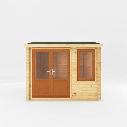 Mercia Elite 10' 3" x 9' 11" Reverse Apex Log Cabin - Premium 44mm Cladding Loglap - Brown UPVC