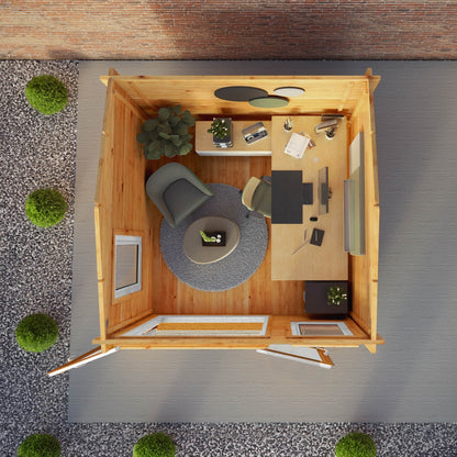 Mercia Elite 10' 3" x 9' 11" Reverse Apex Log Cabin - Premium 44mm Cladding Loglap - Brown UPVC