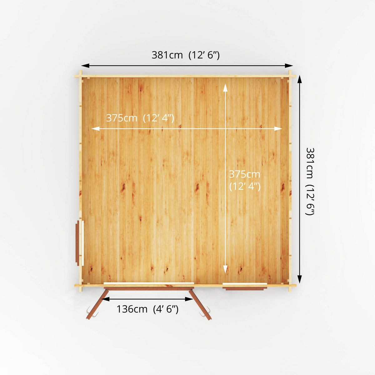 Mercia Elite 13' 6" x 13' 2" Apex Log Cabin - Premium 44mm Cladding Loglap - Brown UPVC