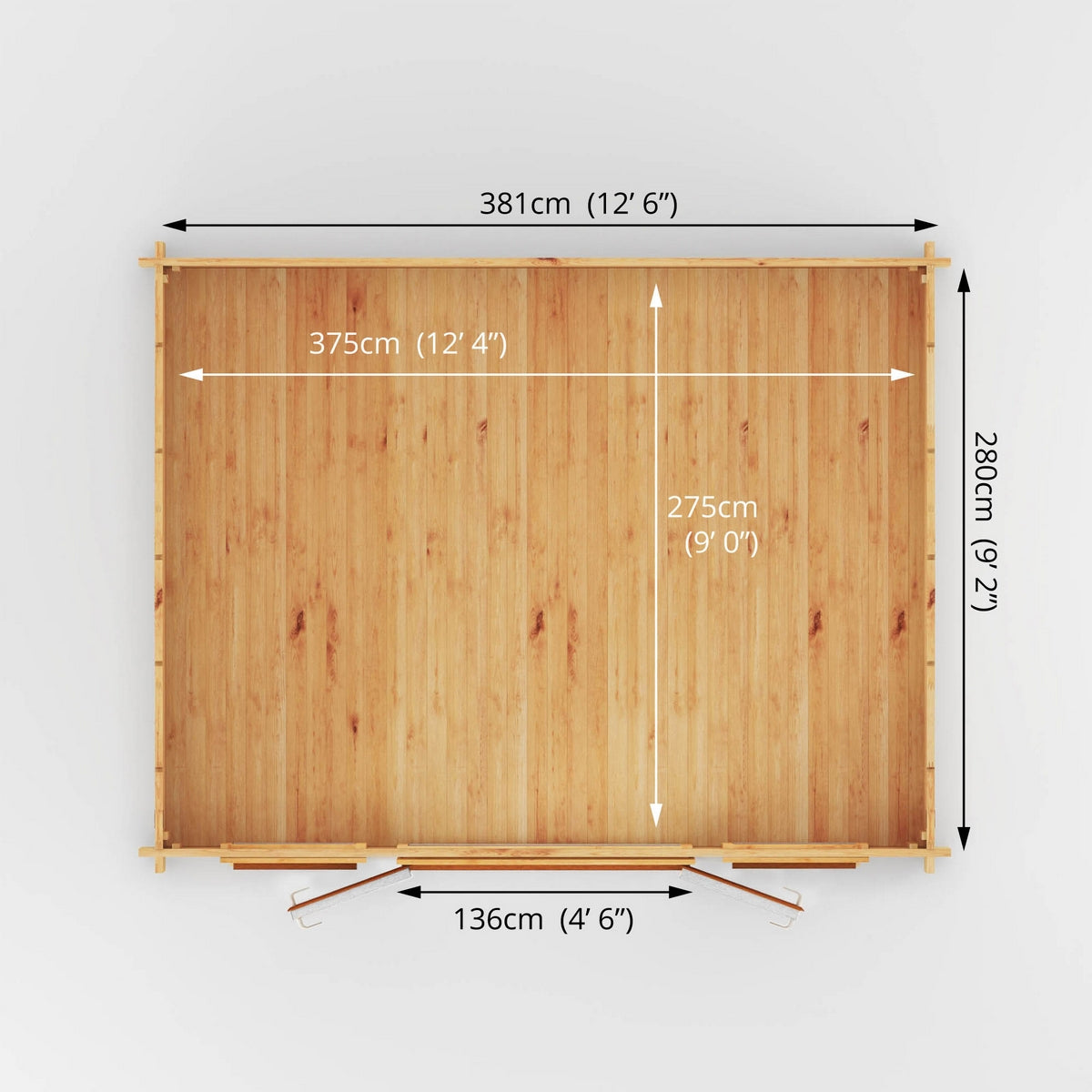 Mercia Studio 11' 11" x 14' 10" Apex Log Cabin - Premium 44mm Cladding Loglap - Brown UPVC