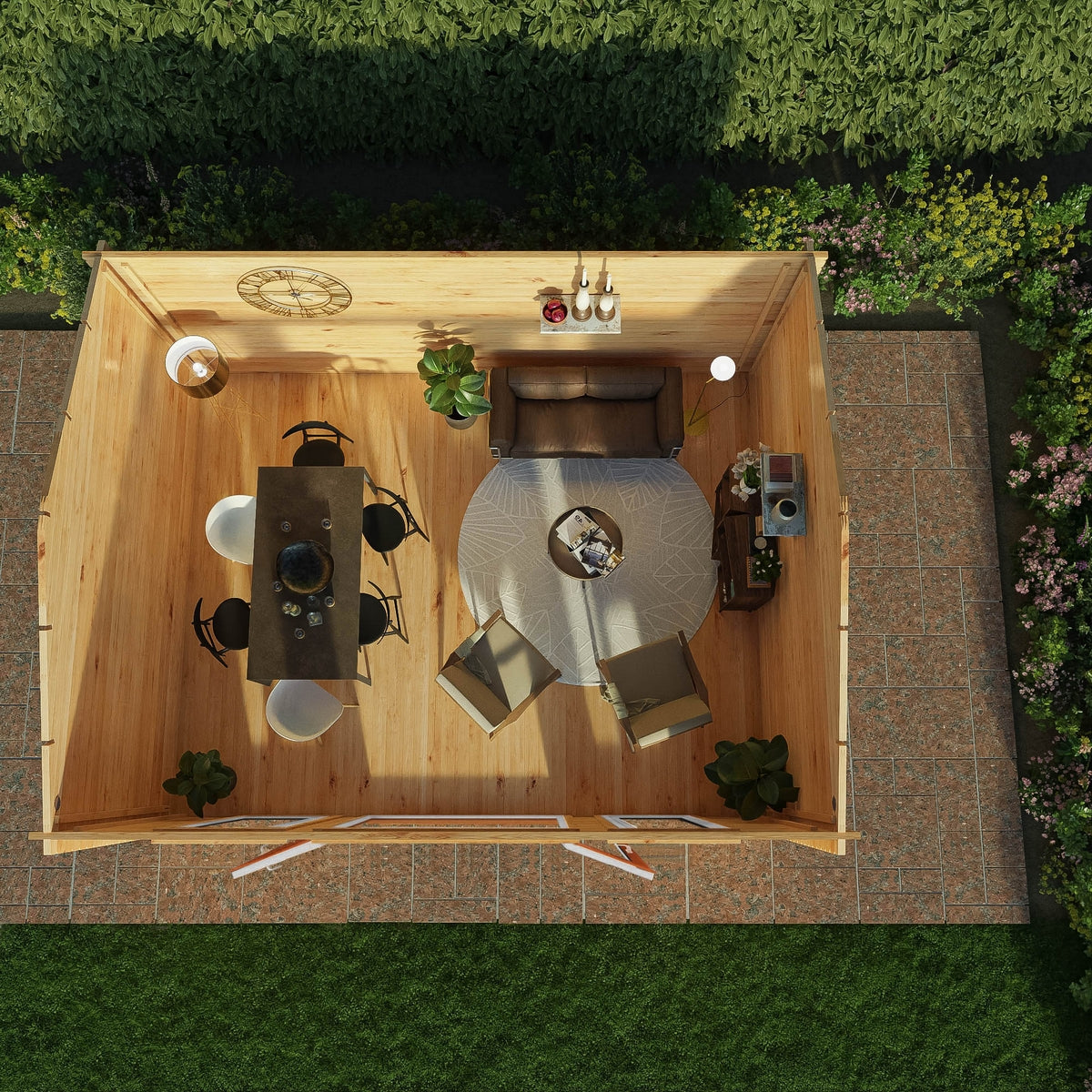 Mercia Studio 13' 7" x 16' 6" Apex Log Cabin - Premium 44mm Cladding Loglap - Brown UPVC