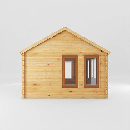 Mercia Clock Tower 13' 7" x 17' 6" Apex Log Cabin - Premium 44mm Cladding Loglap - Brown UPVC