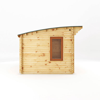 Mercia Helios 11' 5" x 13' 4" Curved Log Cabin - Premium 44mm Cladding Loglap - Brown UPVC