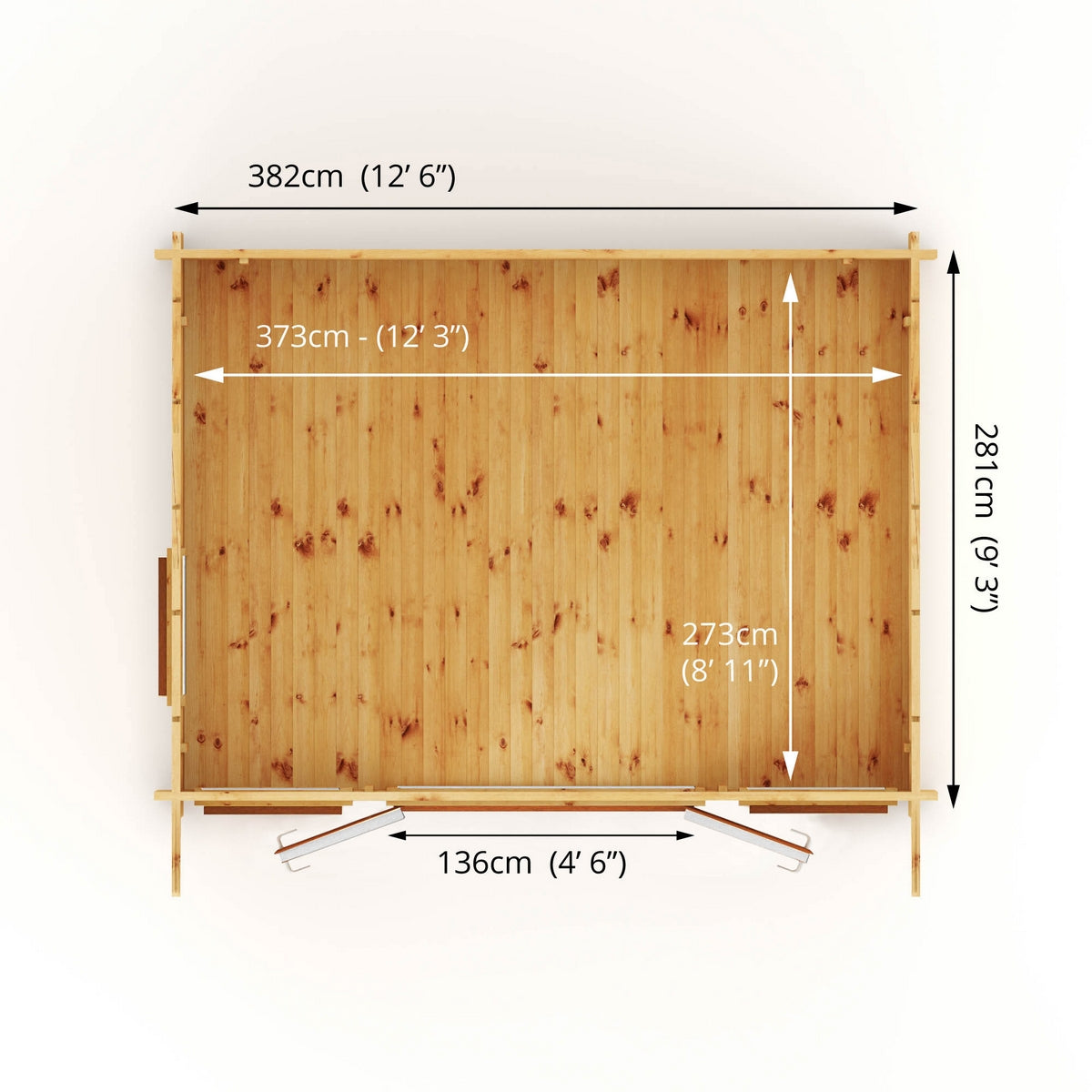Mercia Helios 11' 5" x 13' 4" Curved Log Cabin - Premium 44mm Cladding Loglap - Brown UPVC