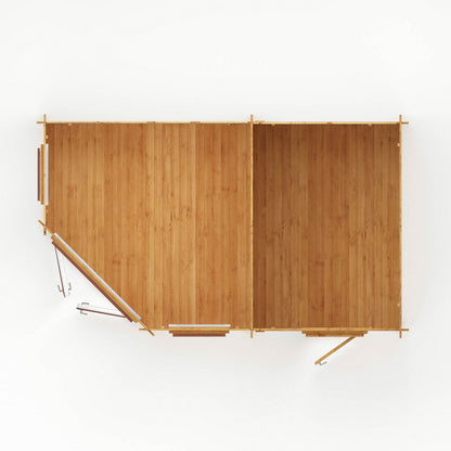 Mercia Corner 10' 4" x 16' 8" Hip Log Cabin Shed - Premium 44mm Cladding Loglap - Brown UPVC