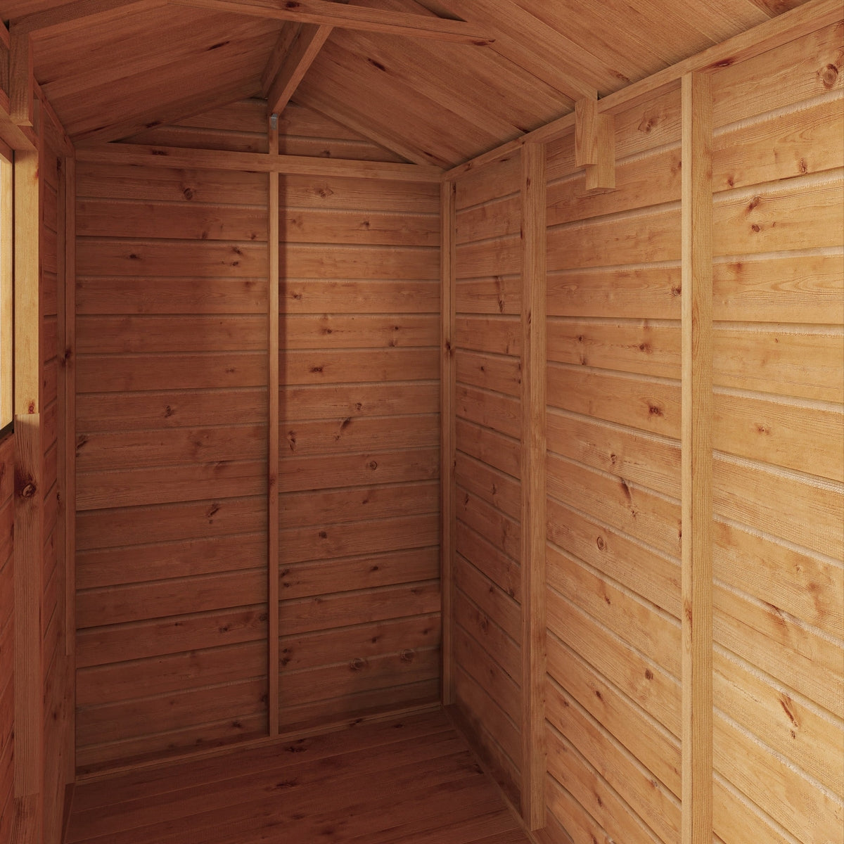 Mercia Woodsman 6' 3" x 4' 3" Apex Shed - Premium Dip Treated Shiplap - Styrene Windows