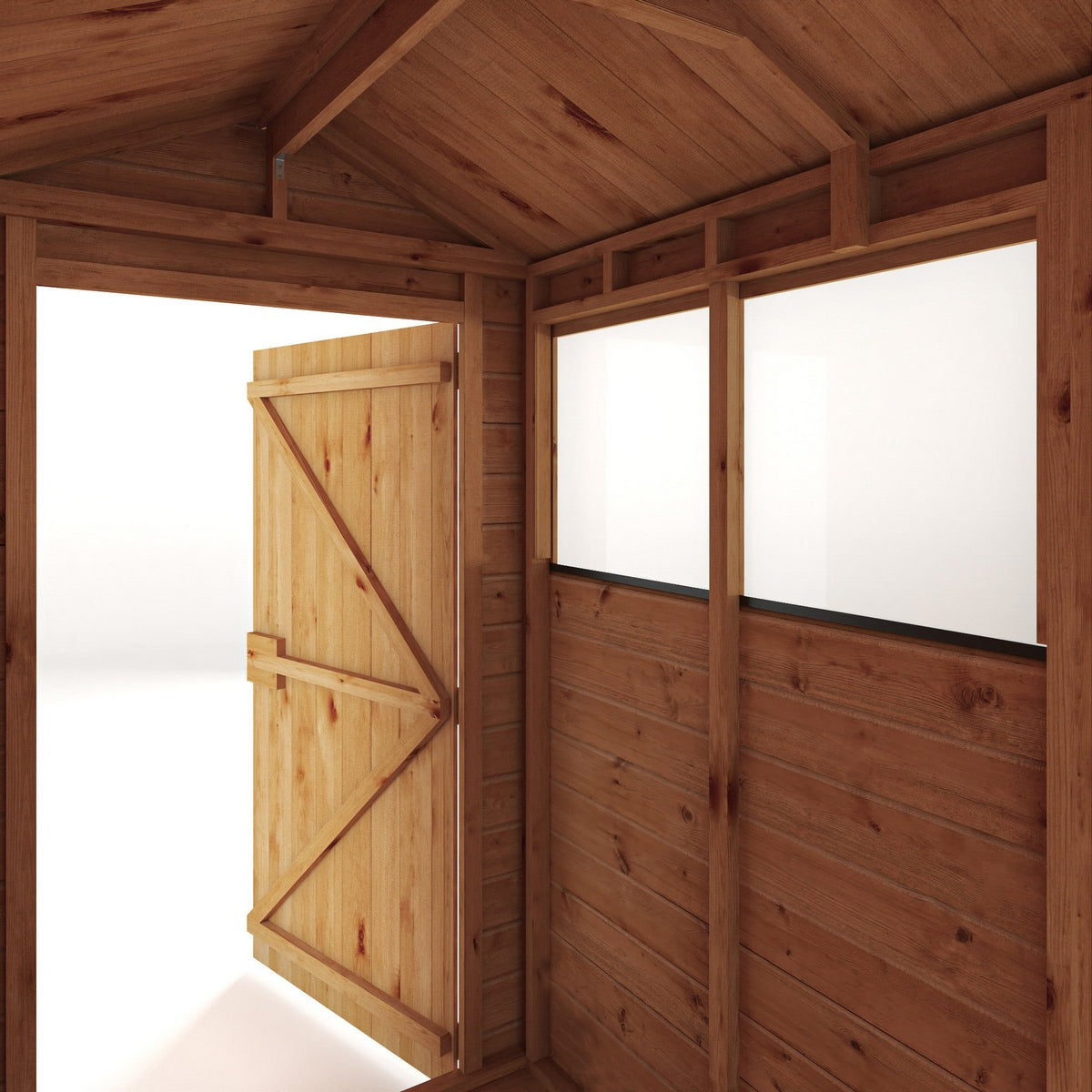 Mercia Woodsman 6' 3" x 4' 3" Apex Shed - Premium Dip Treated Shiplap - Styrene Windows