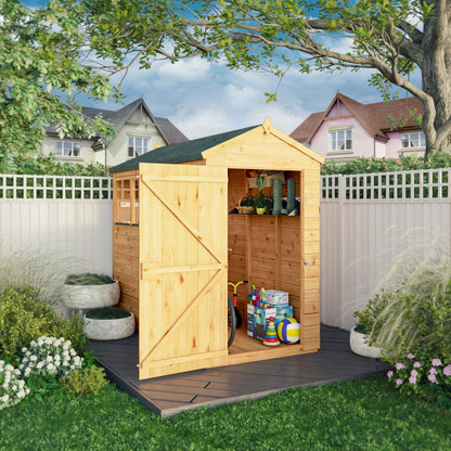Mercia Woodsman 8' 2" x 4' 3" Apex Shed - Premium Dip Treated Shiplap - Styrene Windows