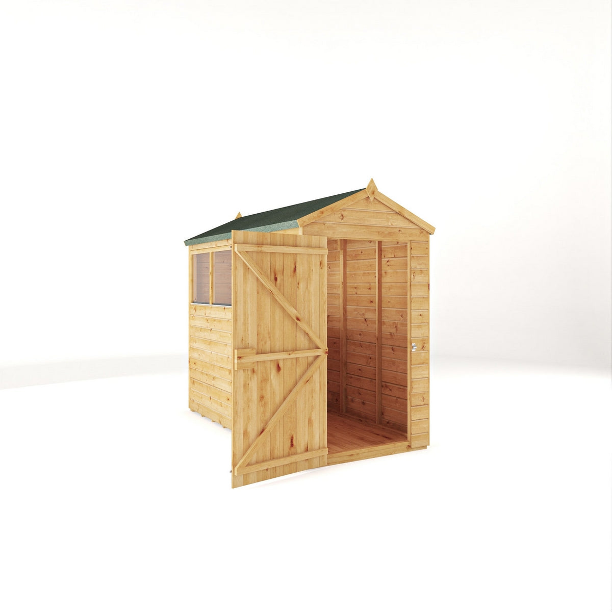 Mercia Woodsman 8' 2" x 4' 3" Apex Shed - Premium Dip Treated Shiplap - Styrene Windows