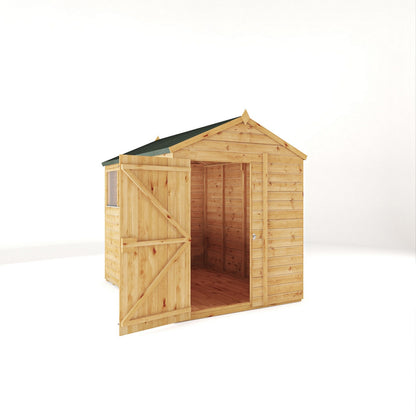 Mercia Woodsman 8' 2" x 6' 2" Apex Shed - Premium Dip Treated Shiplap - Styrene Windows