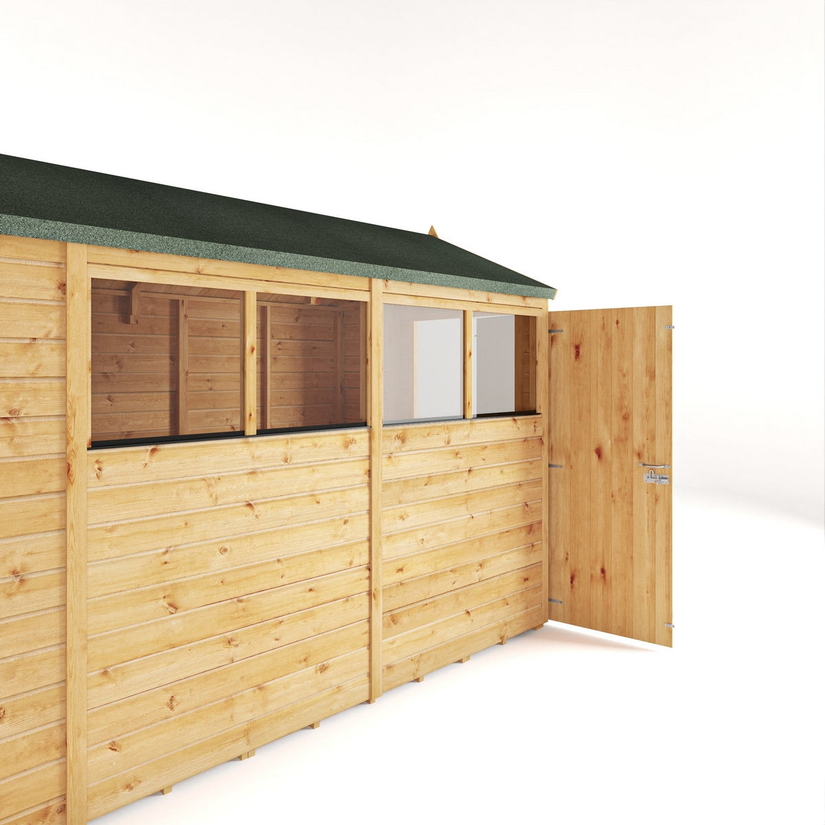 Mercia Woodsman 10' 1" x 6' 2" Apex Shed - Premium Dip Treated Shiplap - Styrene Windows