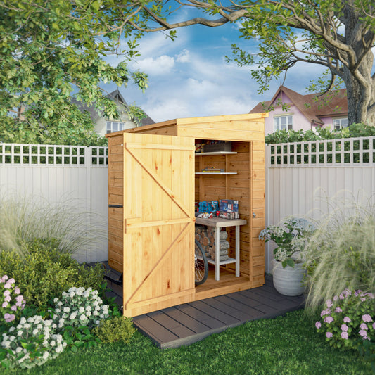 Mercia Woodsman 6' 5" x 4' 2" Pent Shed - Premium Dip Treated Shiplap - Styrene Windows