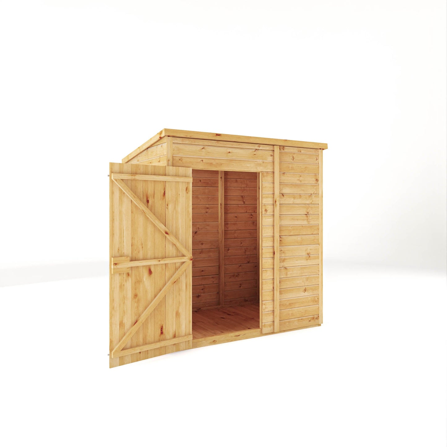 Mercia Woodsman 6' 5" x 4' 2" Pent Shed - Premium Dip Treated Shiplap - Styrene Windows