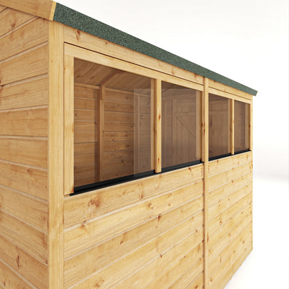 Mercia Woodsman 8' 2" x 4' 3" Apex Shed - Premium Dip Treated Shiplap - Glass Windows