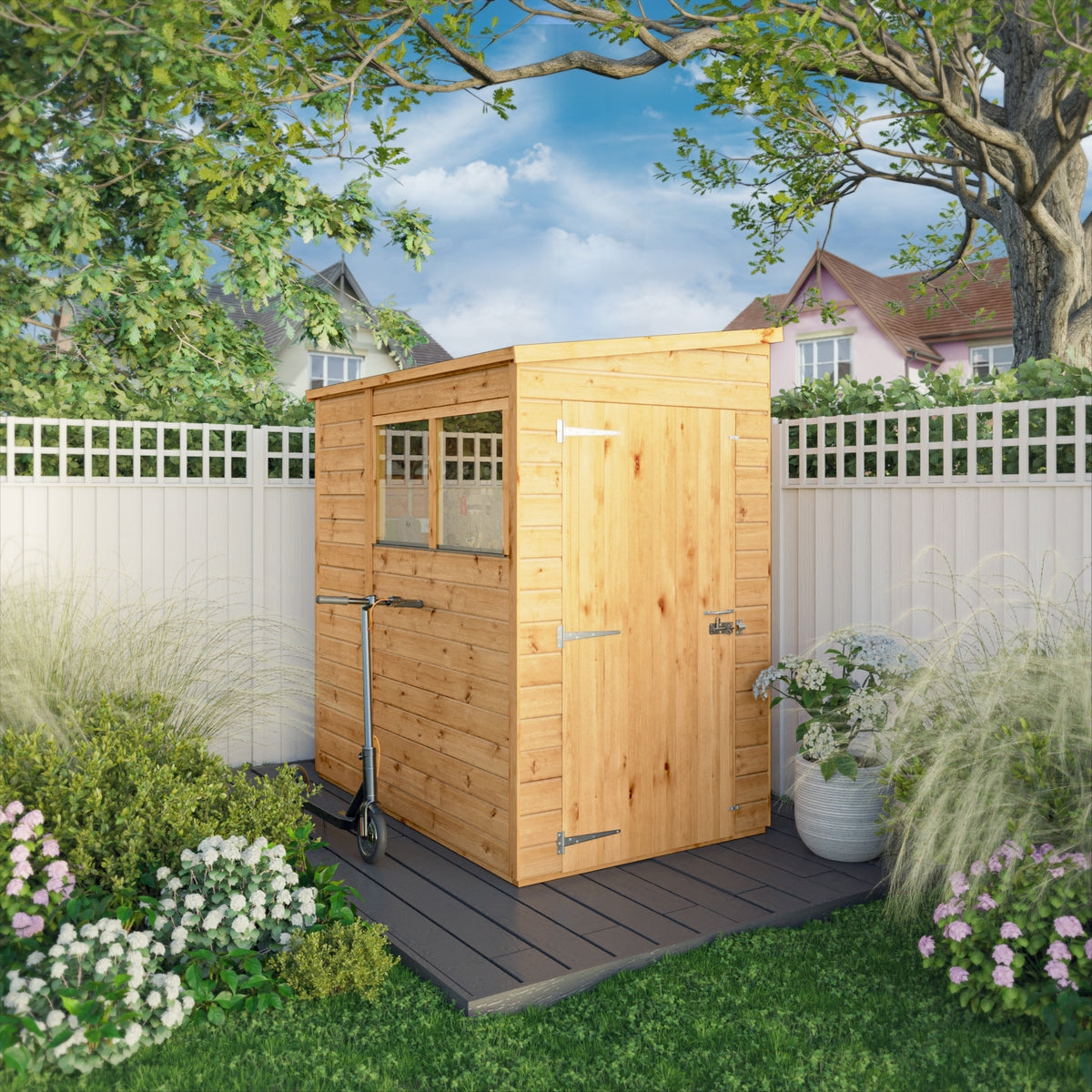 Mercia Woodsman 6' 5" x 4' 2" Pent Shed - Premium Dip Treated Shiplap - Glass Windows