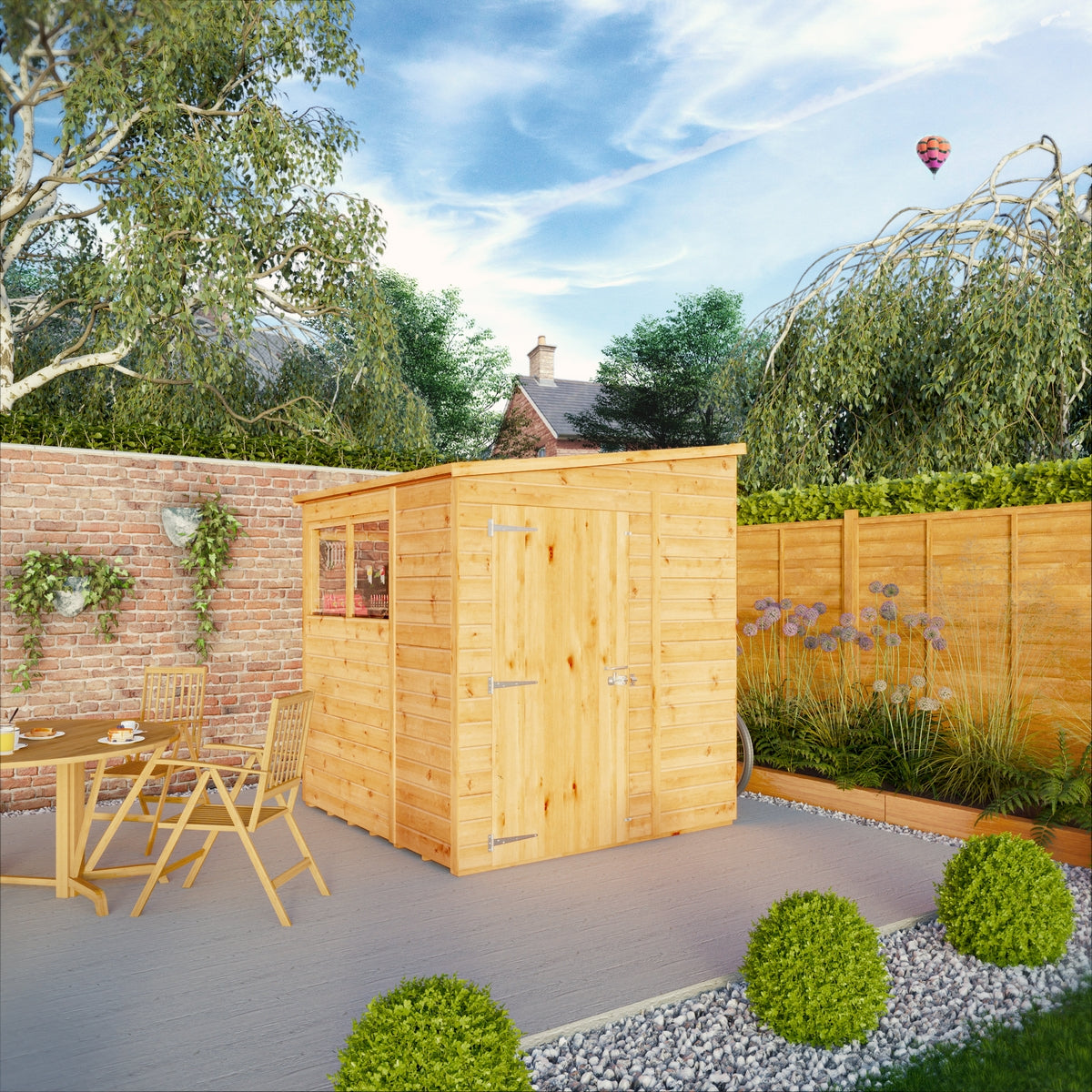 Mercia Woodsman 6' 2" x 5' 10" Pent Shed - Premium Dip Treated Shiplap - Glass Windows