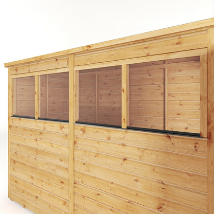 Mercia Woodsman 8' 1" x 3' 11" Pent Shed - Premium Dip Treated Shiplap - Glass Windows