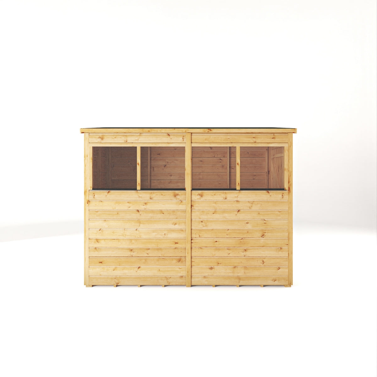 Mercia Woodsman 8' 1" x 3' 11" Pent Shed - Premium Dip Treated Shiplap - Glass Windows
