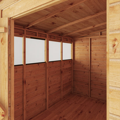 Mercia Woodsman 8' 4" x 6' 2" Pent Shed - Premium Dip Treated Shiplap - Glass Windows