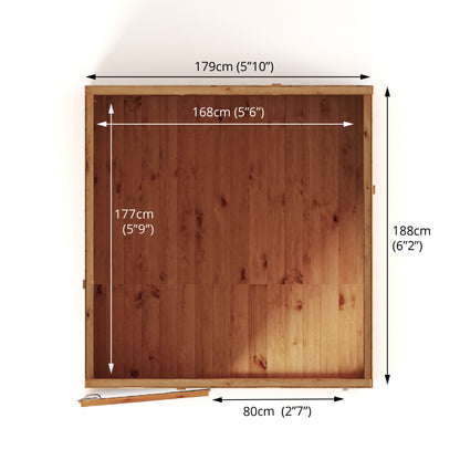 Mercia Woodsman 5' 11" x 5' 10" Pent Shed - Premium Dip Treated Shiplap - Styrene Windows