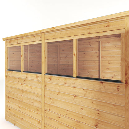 Mercia Woodsman 8' 1" x 3' 11" Pent Shed - Premium Dip Treated Shiplap - Styrene Windows