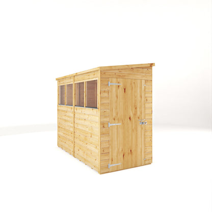 Mercia Woodsman 8' 1" x 3' 11" Pent Shed - Premium Dip Treated Shiplap - Styrene Windows