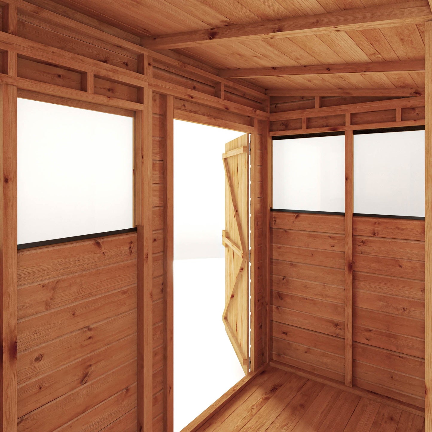 Mercia Woodsman 8' 1" x 3' 11" Pent Shed - Premium Dip Treated Shiplap - Styrene Windows