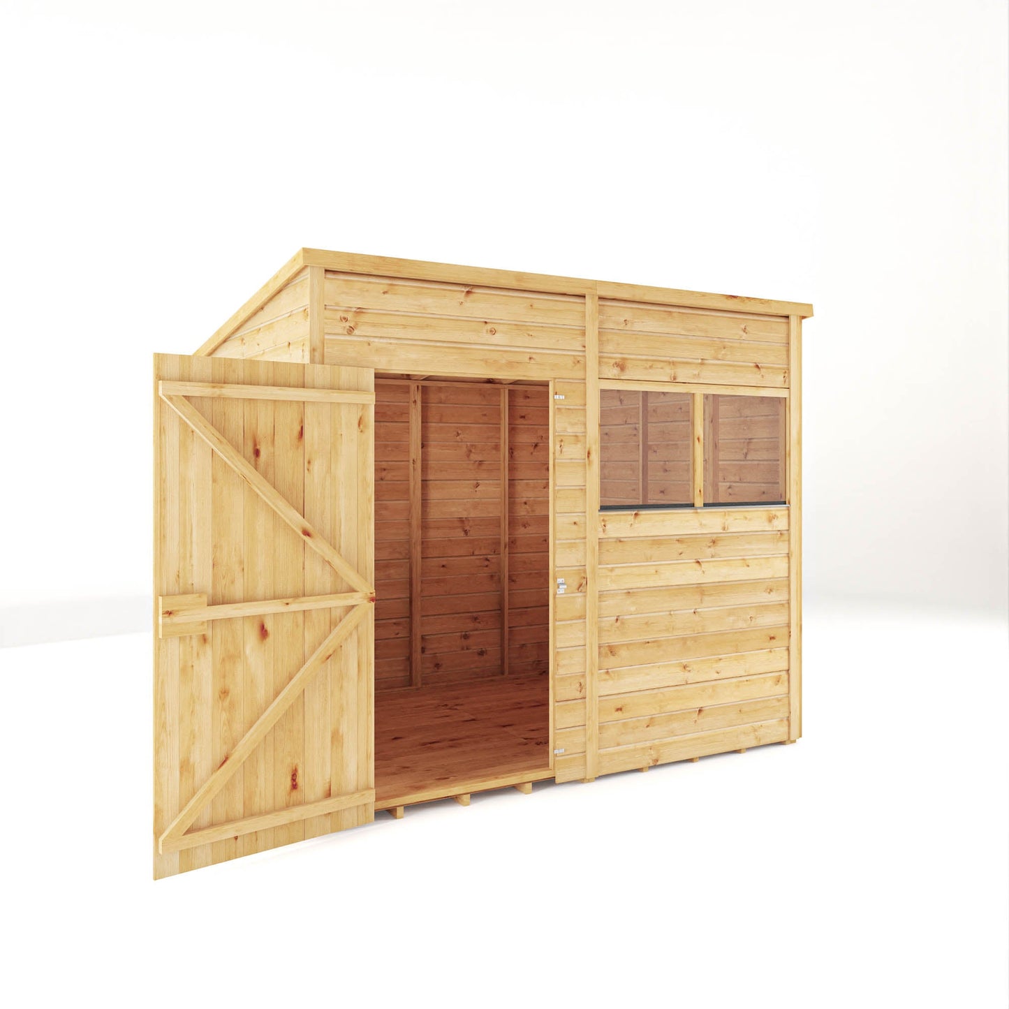 Mercia Woodsman 8' 4" x 6' 2" Pent Shed - Premium Dip Treated Shiplap - Styrene Windows