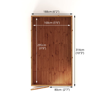 Mercia Woodsman 10' 3" x 6' 2" Pent Shed - Premium Dip Treated Shiplap - Styrene Windows
