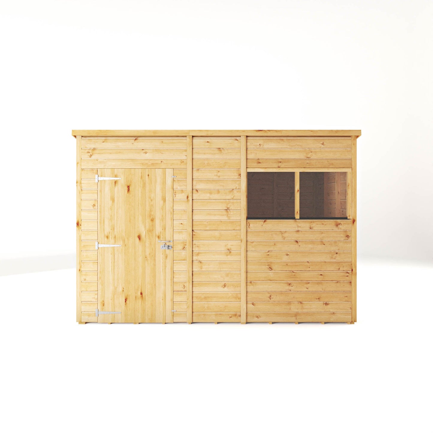 Mercia Woodsman 10' 3" x 6' 2" Pent Shed - Premium Dip Treated Shiplap - Styrene Windows