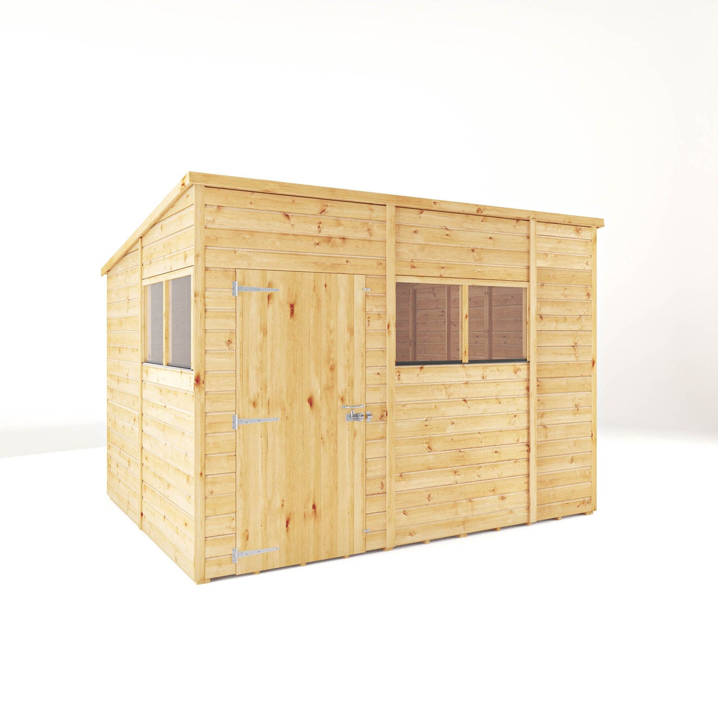 Mercia Woodsman 10' 3" x 8' Pent Shed - Premium Dip Treated Shiplap - Styrene Windows