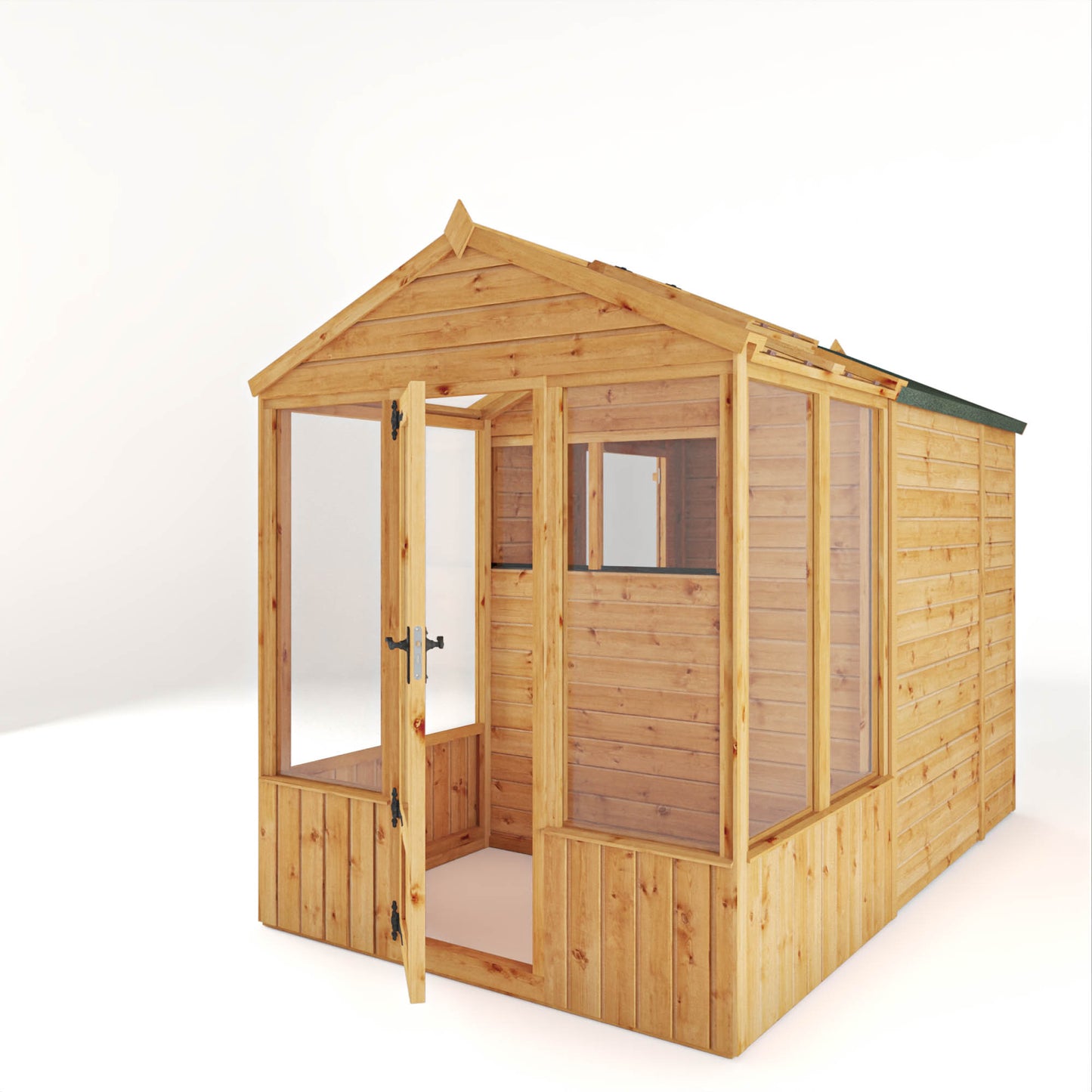 Mercia Woodsman 10' 4" x 6' 3" Apex Combi Greenhouse Shed - Premium Dip Treated Shiplap - Glass Windows